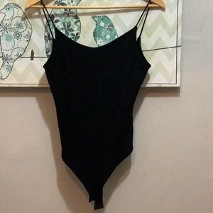 Sleek Black Bodysuit with Spaghetti Straps